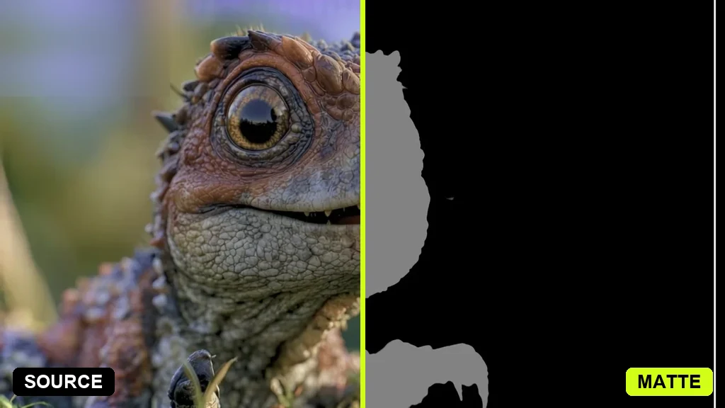 AI roto before and after — a hero element cut out from the scene into a crisp matte with Pixazo