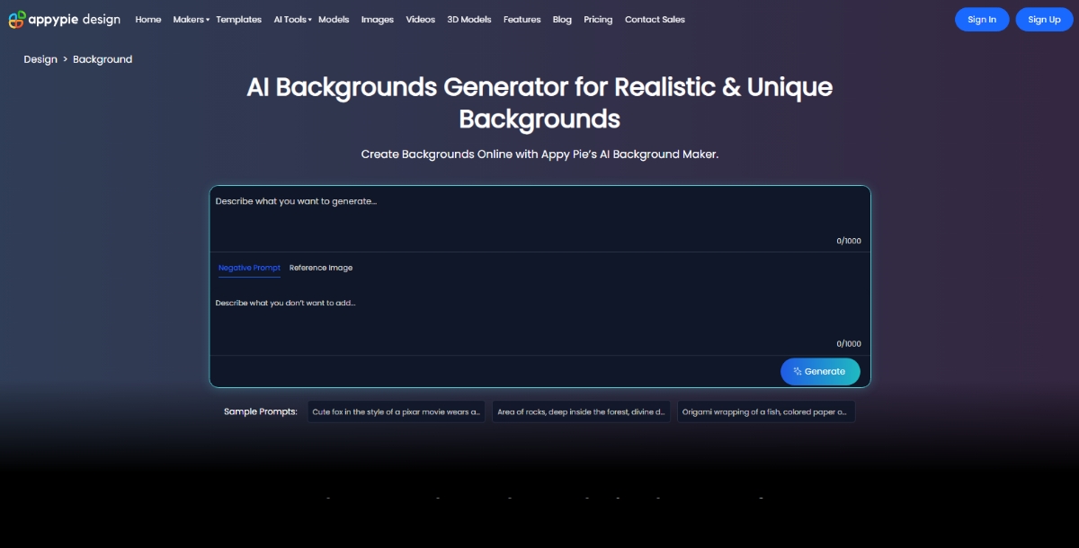 Pixazo Background Generator tool