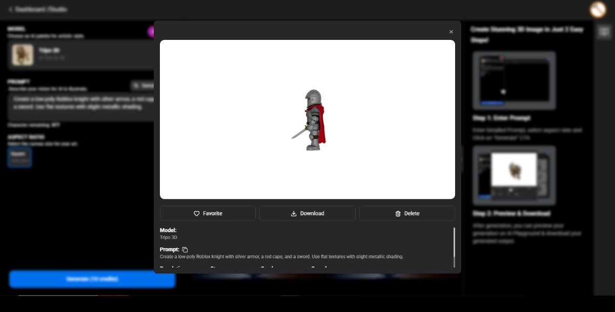 roblox 3d model generated by Pixazo