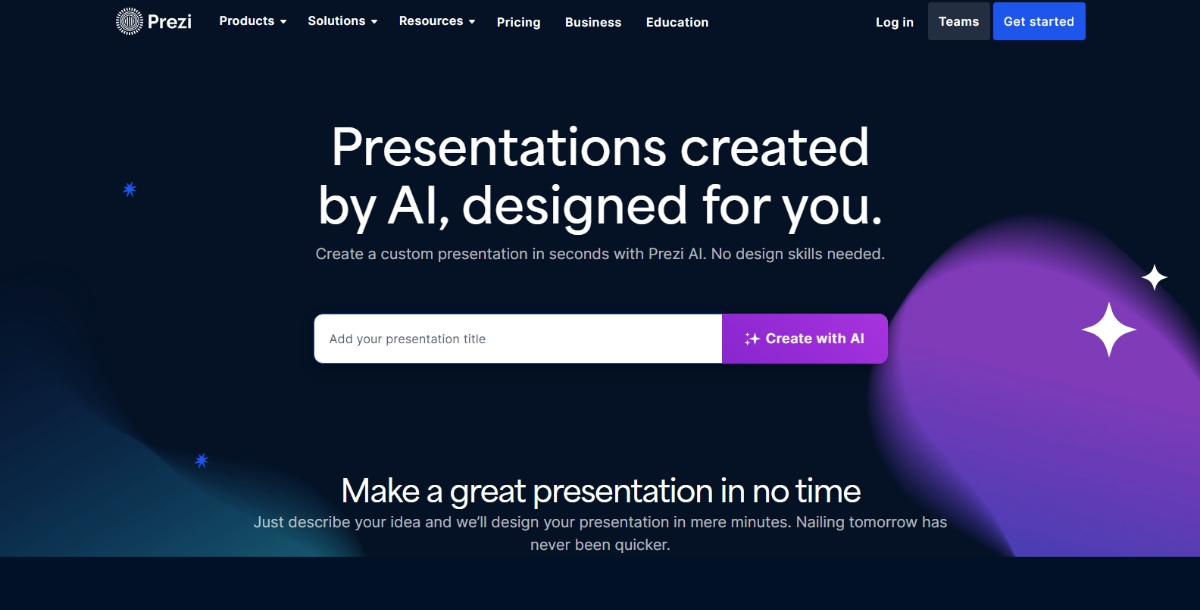 Prezi AI AI Pitch Deck Generator Tools