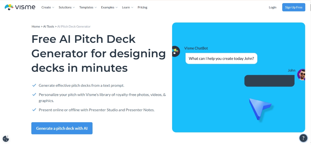 AI Pitch Deck Generator Tools Visme