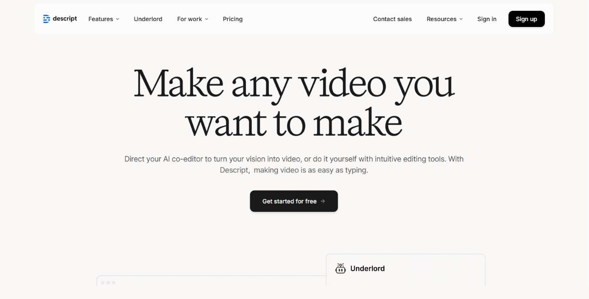 Descript - Best AI Video Editor