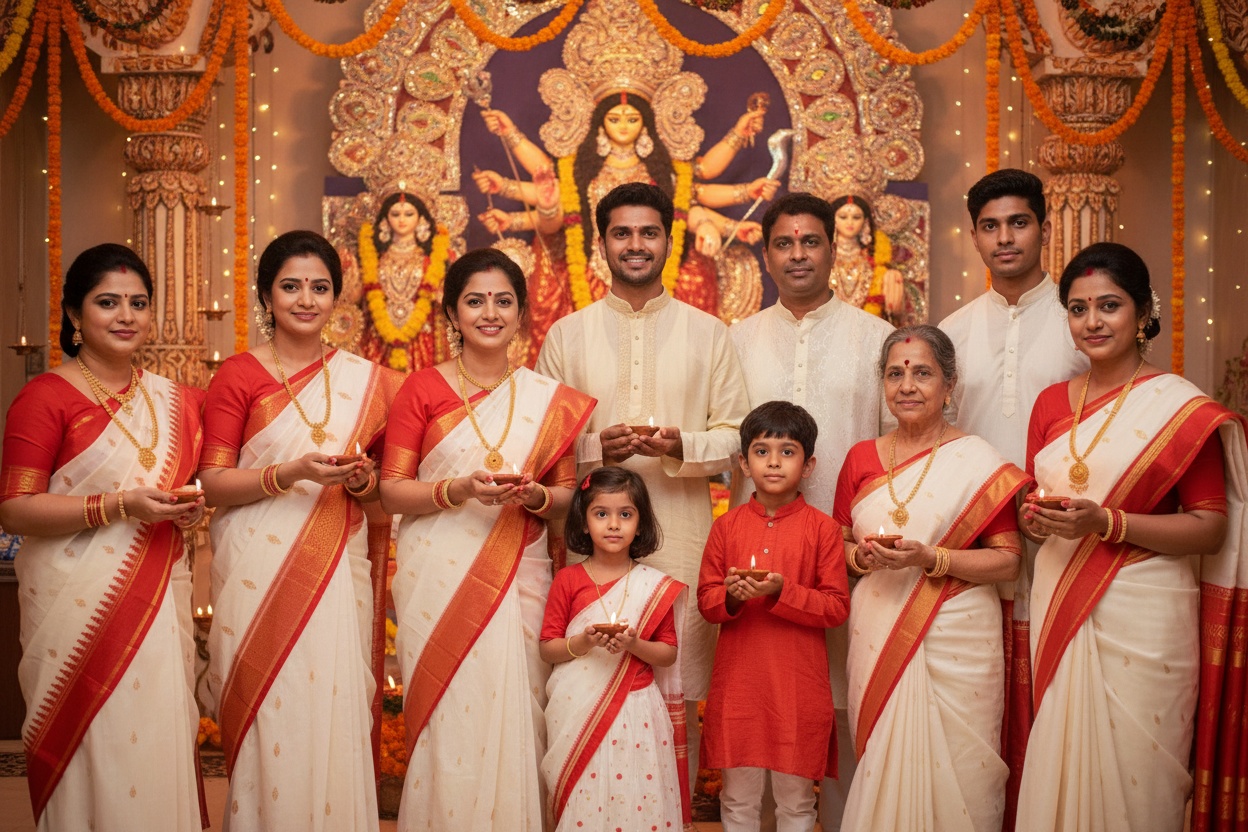 Festive Bengali Family Portrait