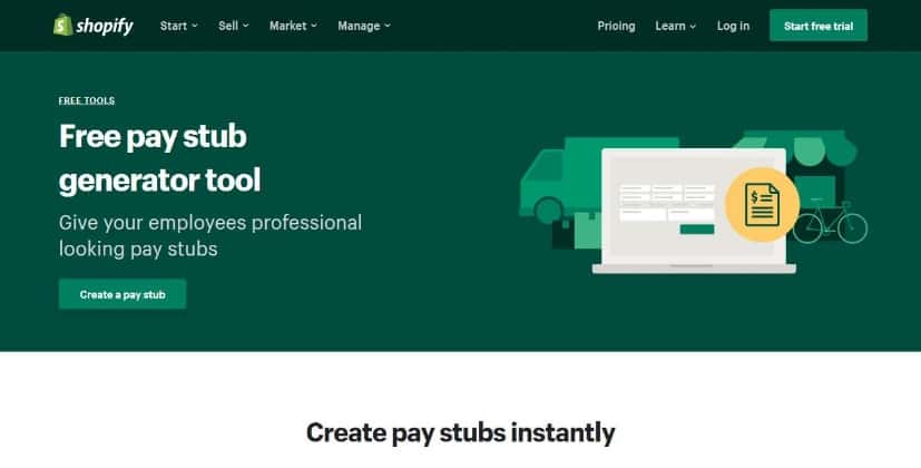 Shopify Pay Stub Generator