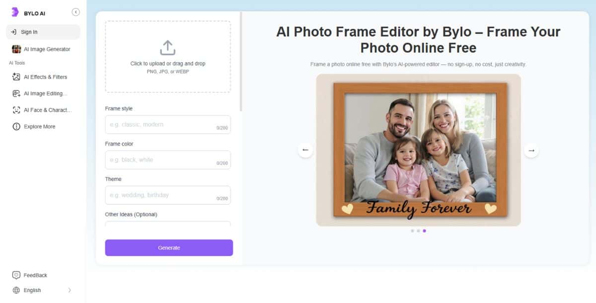 Bylo AI - Best AI Photo Frame Generator