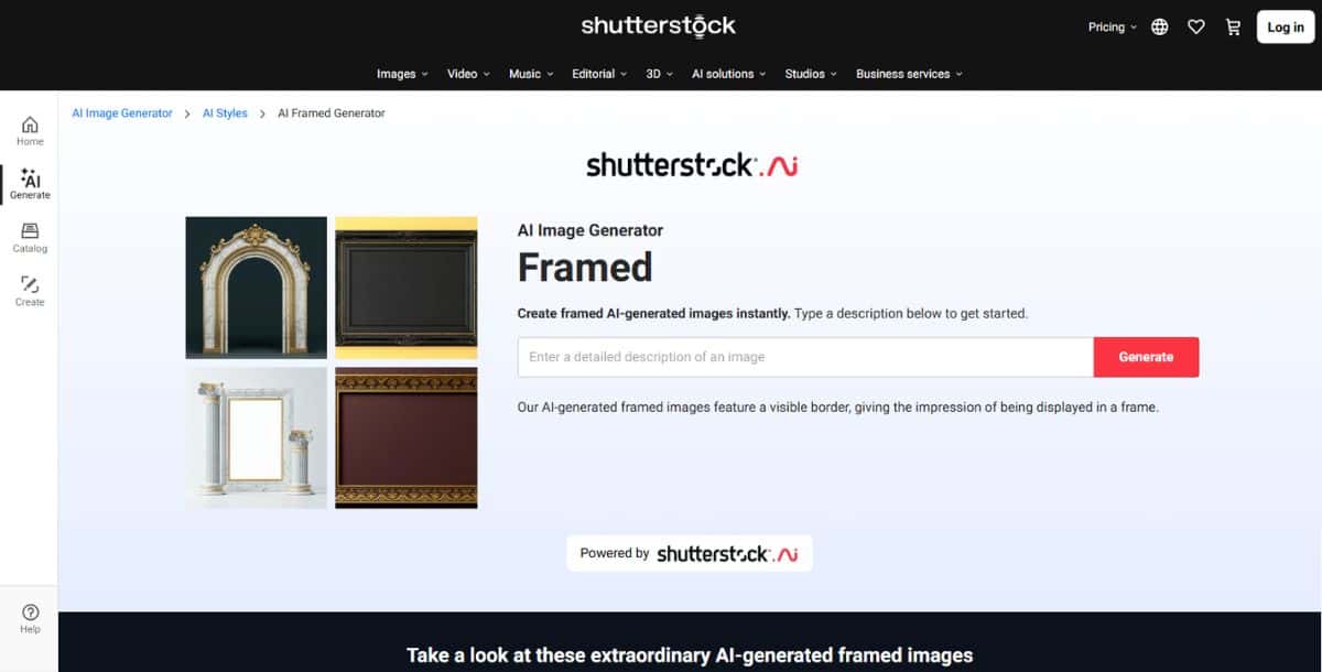Shutterstock - Best AI Photo Frame Generator