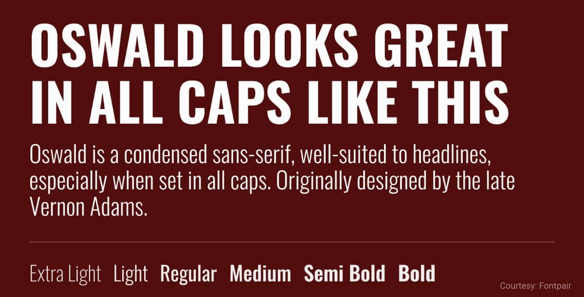 Free Minimalist Font Oswald