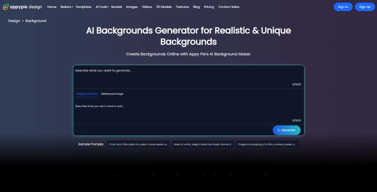 Pixazo Background Generator tool