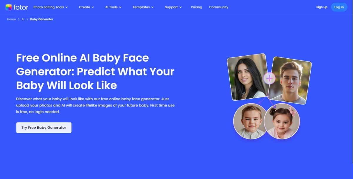 Fotor AI Baby Face Generator