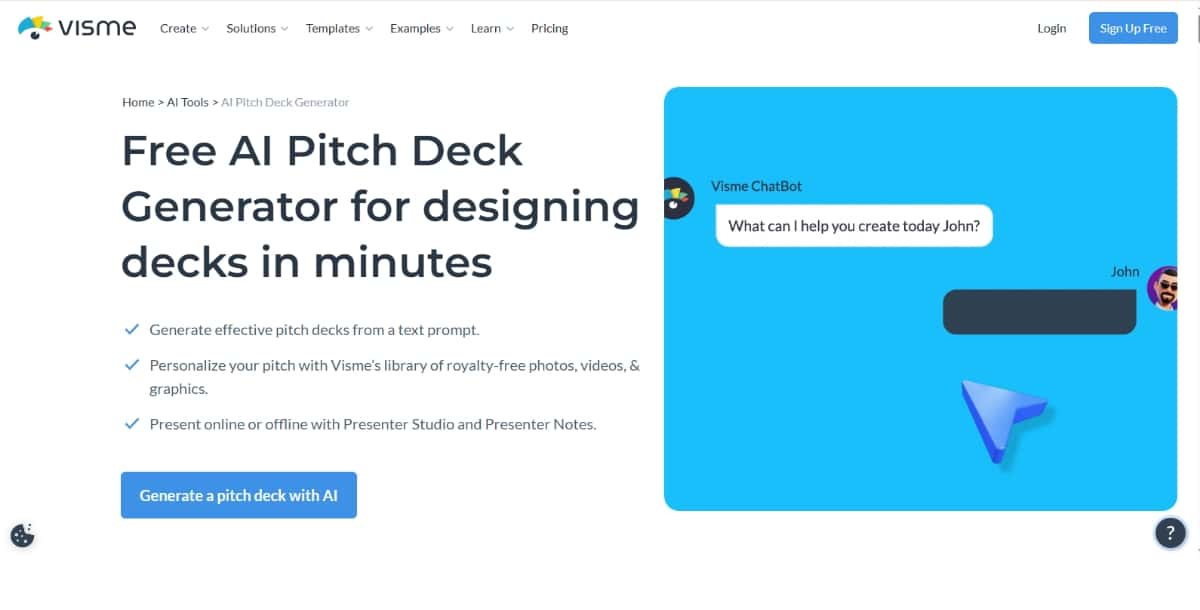 AI Pitch Deck Generator Tools Visme
