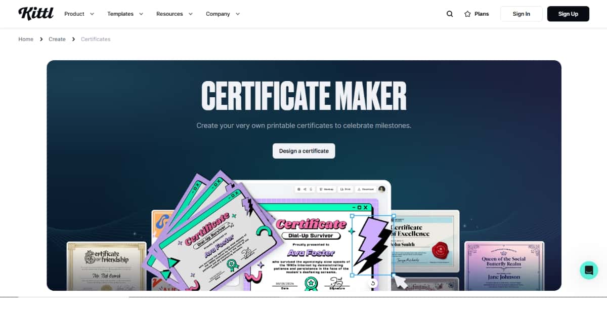 Kittl - Best AI Certificate Generator Tools