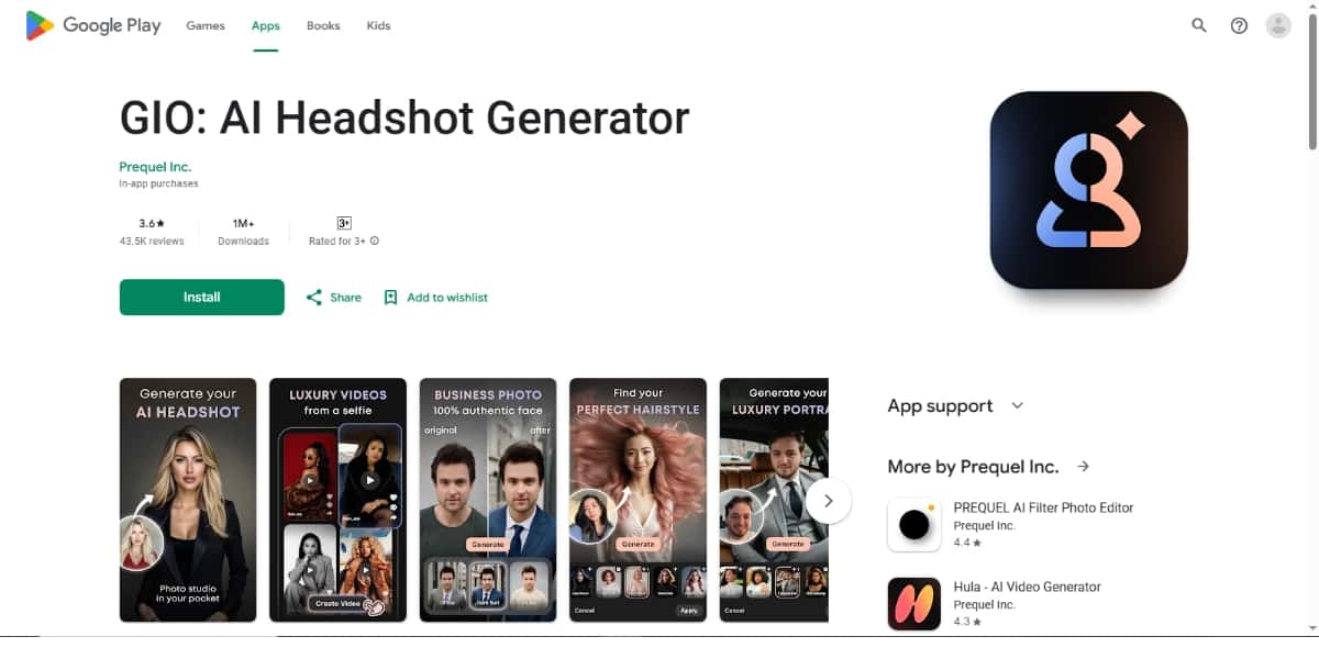 Prequel Best AI Headshot Generator Apps
