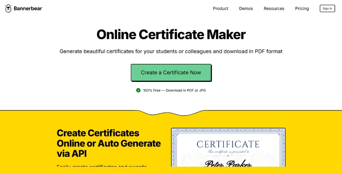 Banner Bear - Best AI Certificate Generator Tools