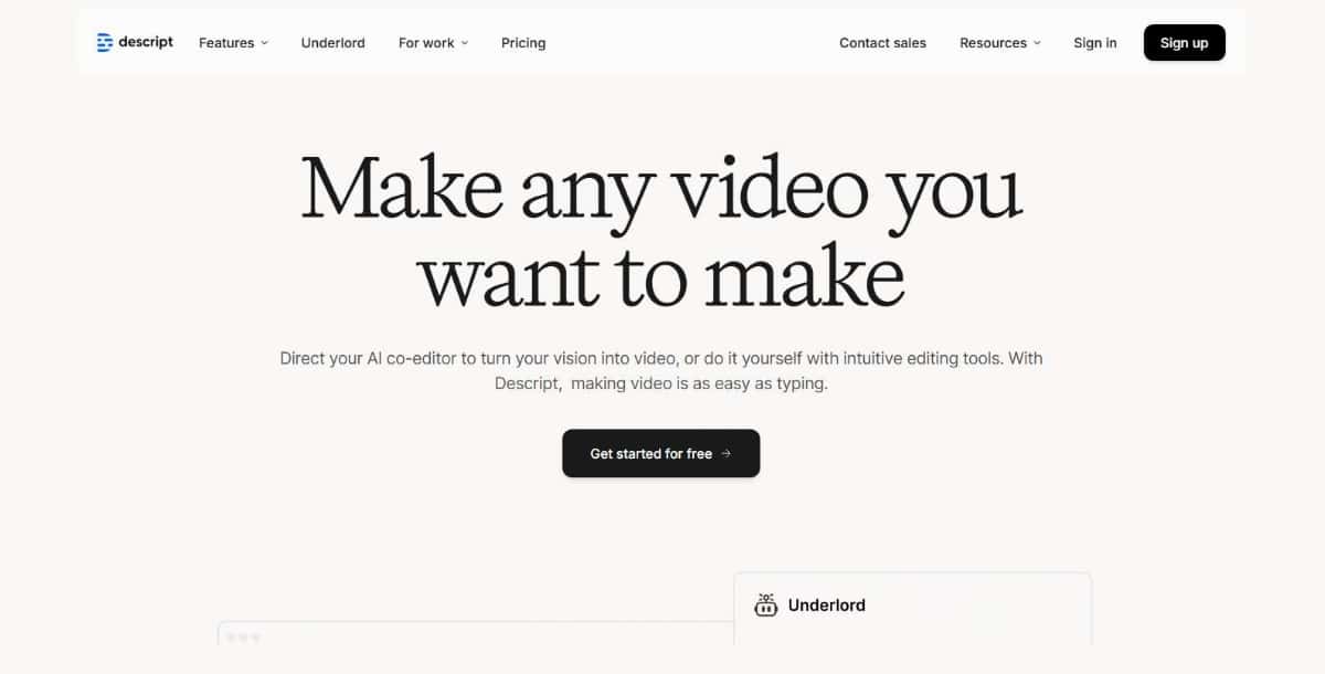 Descript - Best AI Video Editor