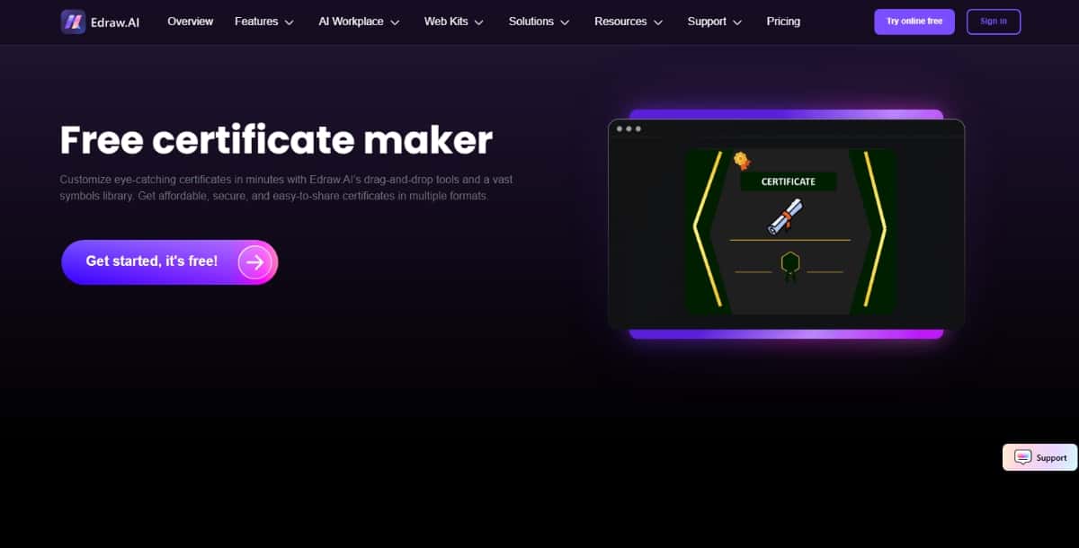 Edraw.ai - Best AI Certificate Generator Tools