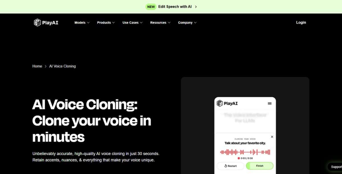 Play AI - Best AI Voice Cloning Tool