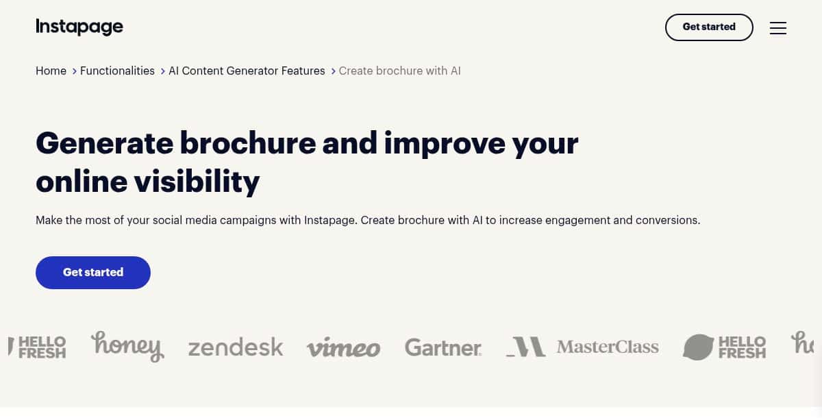 Instapage AI Brochure Generator