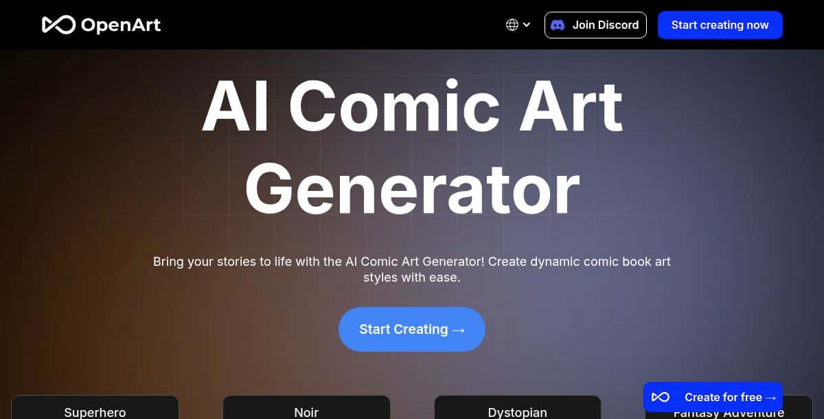 Open Art AI Comic Generator
