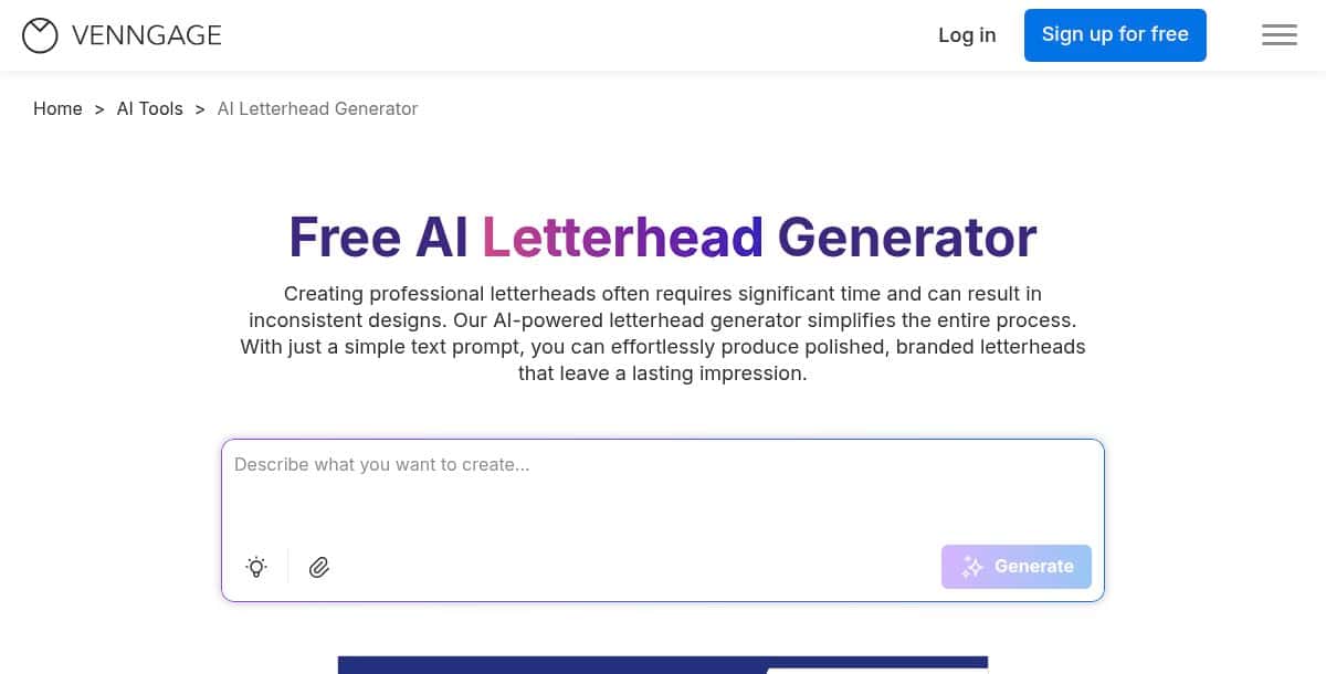 Venngage AI Letterhead Generator