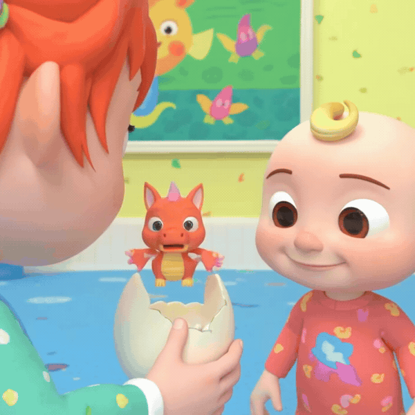 Adorable 3D baby dragon hatching from a cracked egg and flapping tiny wings, soft studio lighting, Pixar style animation