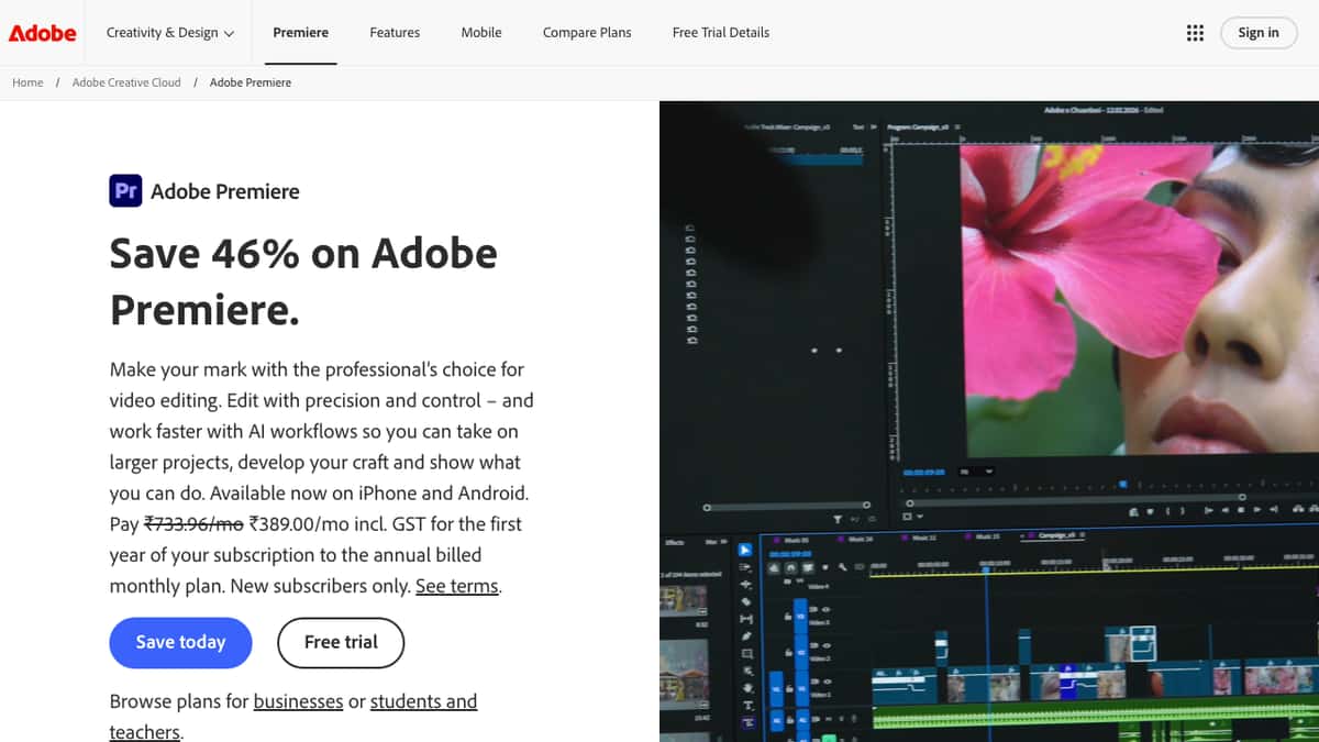 Adobe Premiere Pro with Sensei AI features