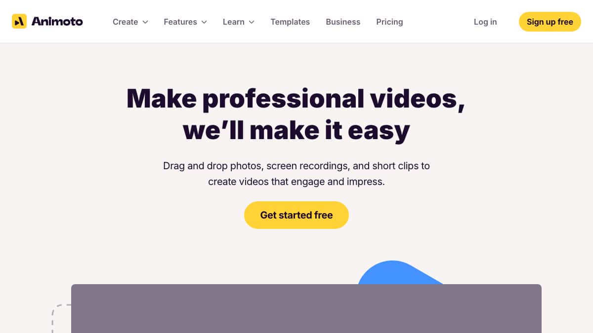 Animoto template-based AI video maker