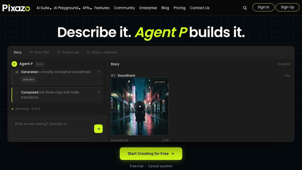 Pixazo AI video editor online workspace