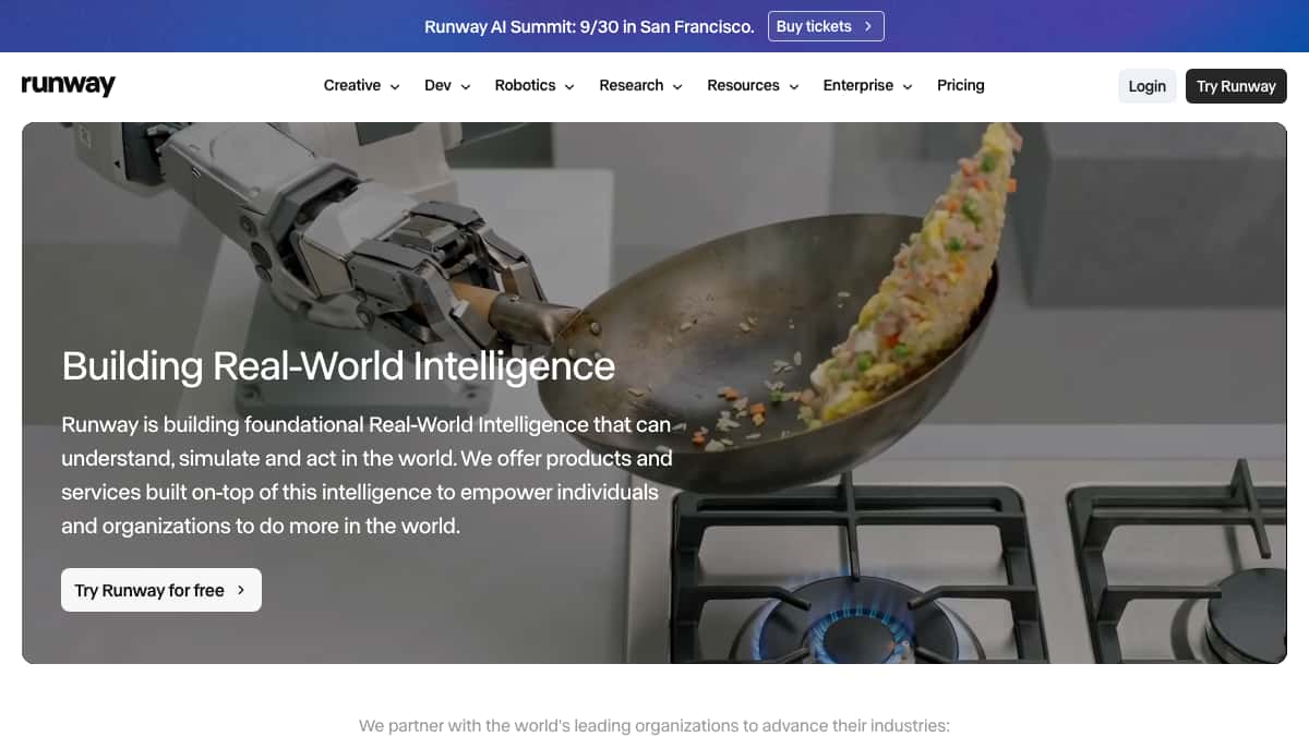 Runway ML AI video editor interface