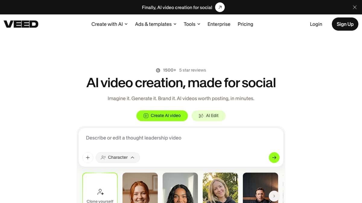 VEED.IO online AI video editor with auto-subtitles