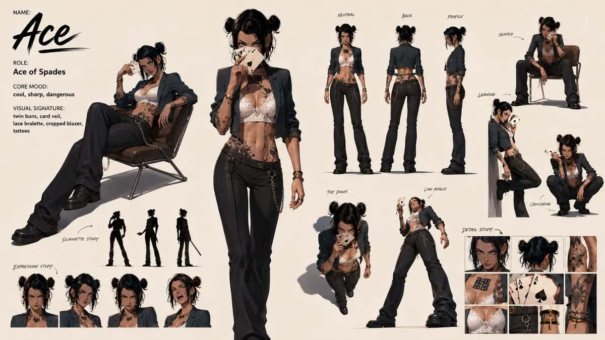 Ace — free AI character sheet by Kōda