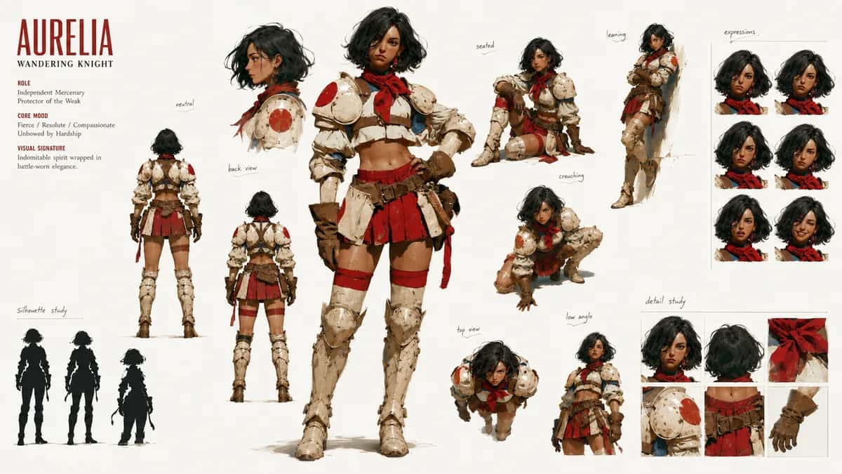 Aurelia — free AI character sheet by Kōda