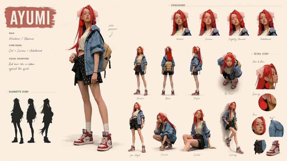 Ayumi — free AI character sheet by Kōda