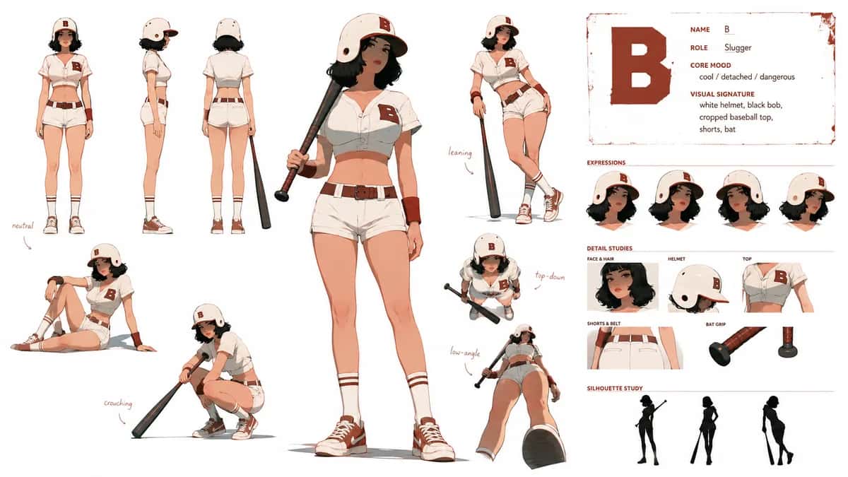 B — free AI character sheet by Kōda