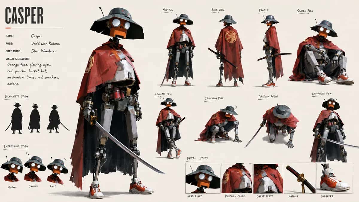 Casper — free AI character sheet by Kōda