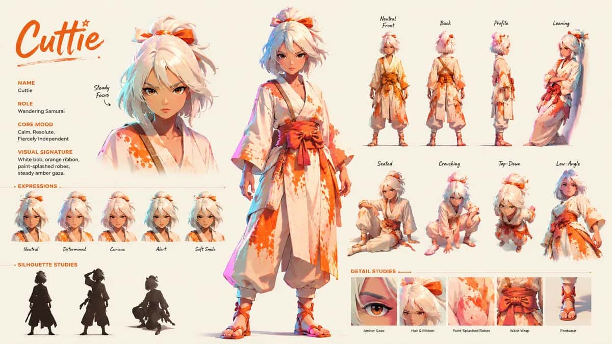 Cuttie — free AI character sheet by Kōda