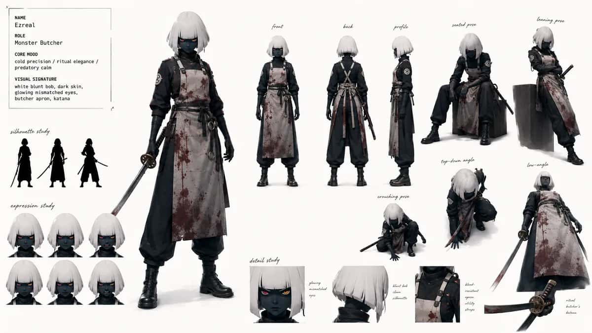 Ezreal — free AI character sheet by Kōda