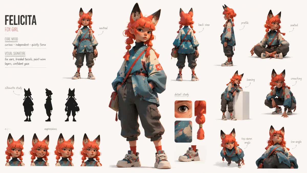 Felicita 2 — free AI character sheet by Kōda