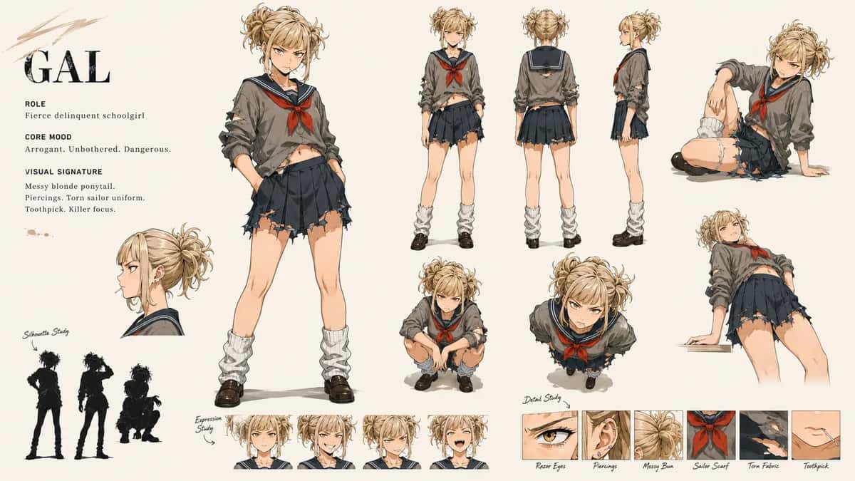 Gal — free AI character sheet by Kōda