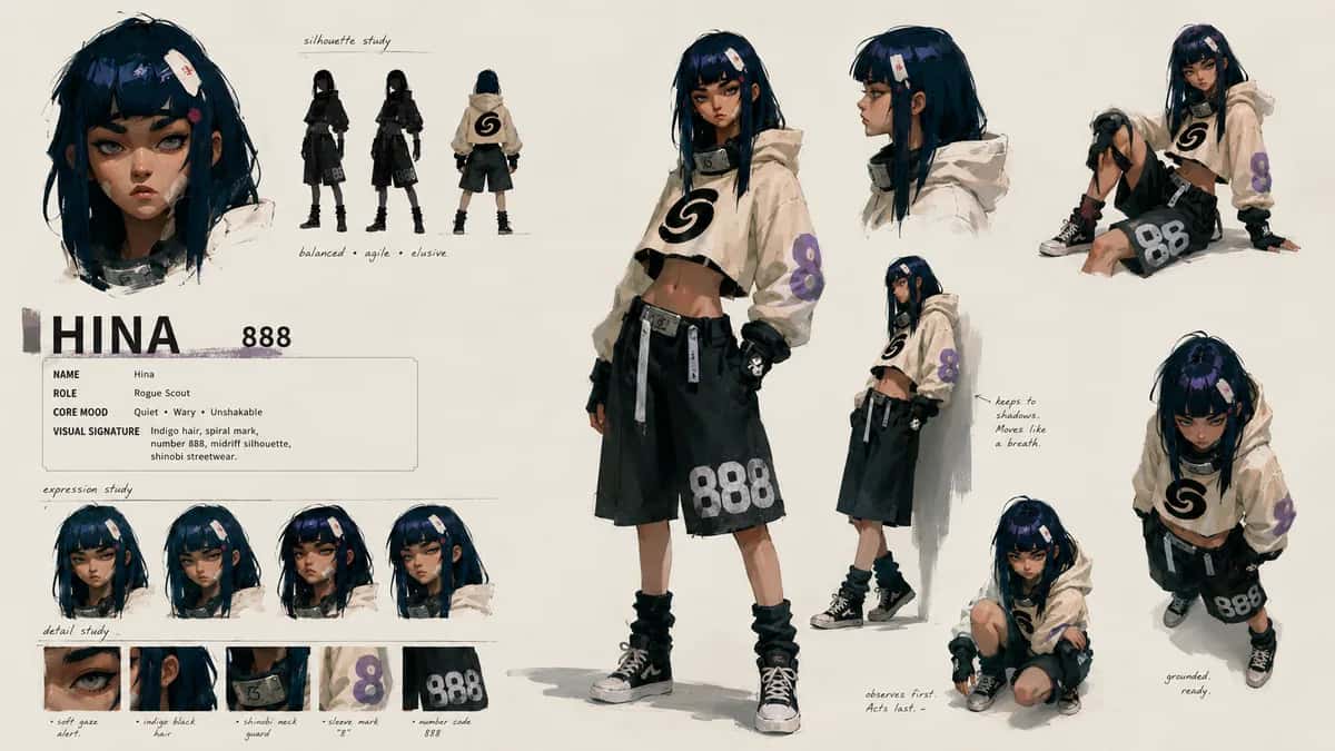 Hina — free AI character sheet by Kōda