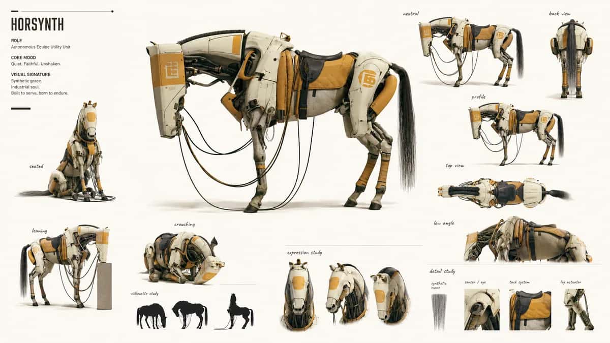 Horsynth — free AI character sheet by Kōda