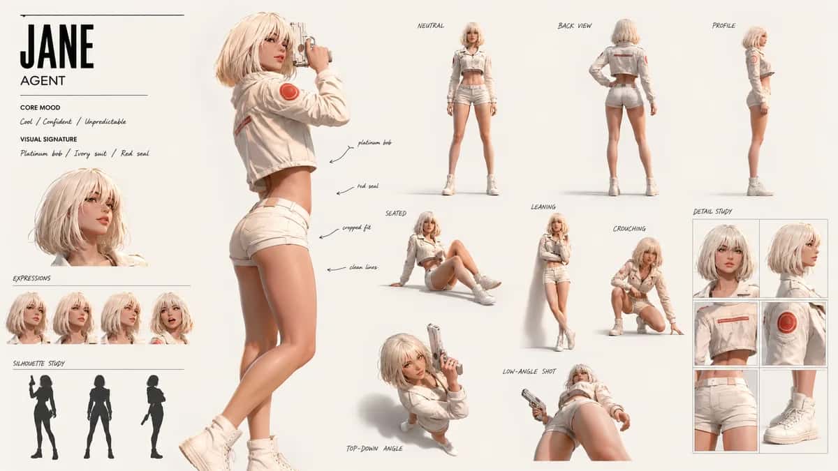 Jane — free AI character sheet by Kōda