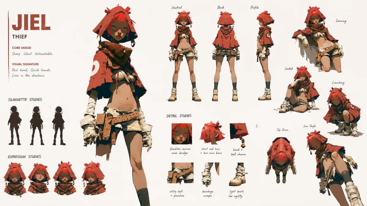 Jiel — free AI character sheet by Kōda