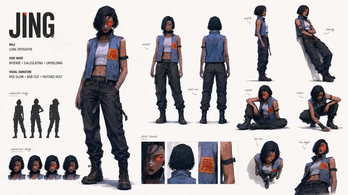 Jing — free AI character sheet by Kōda