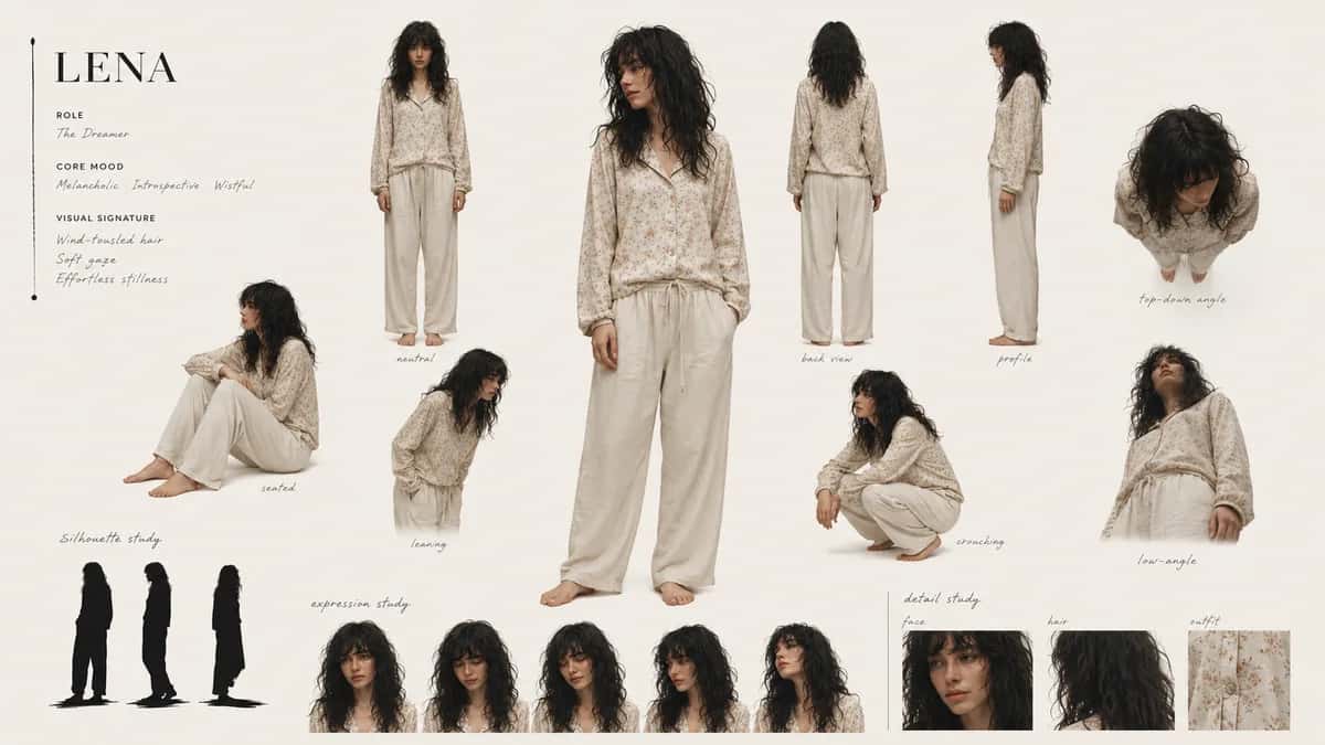 Lena — free AI character sheet by Kōda