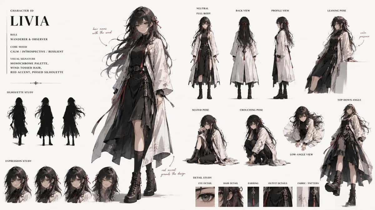 Livia — free AI character sheet by Kōda