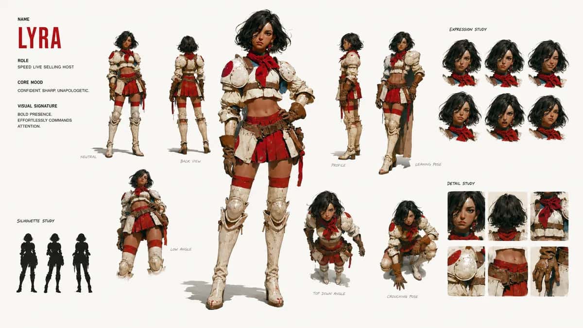 Lyra — free AI character sheet by Kōda