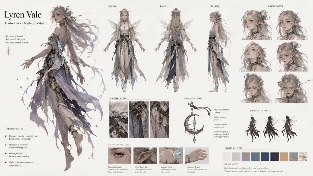 Lyren — free AI character sheet by Kōda