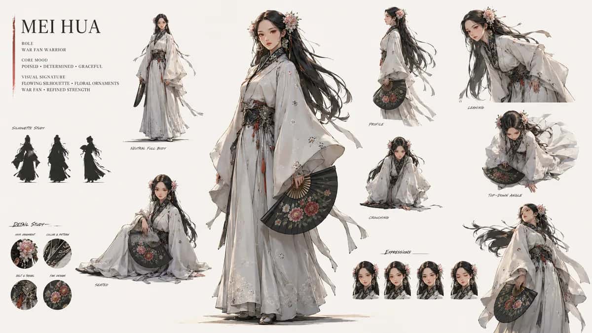 Meihua — free AI character sheet by Kōda