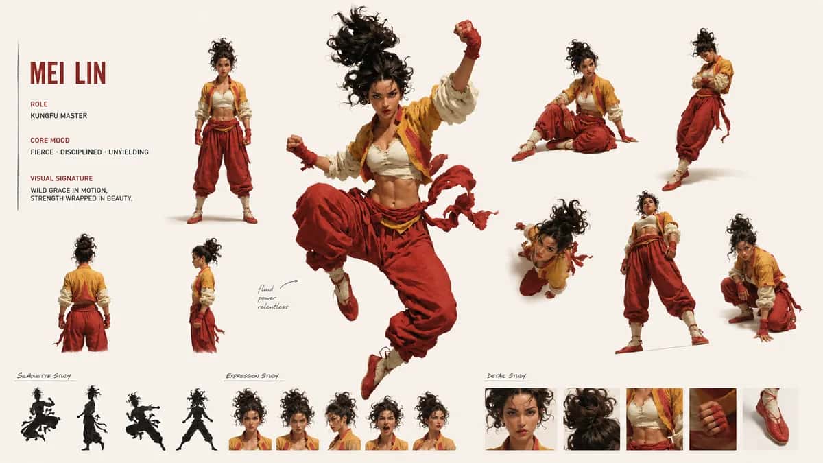 Meilin — free AI character sheet by Kōda