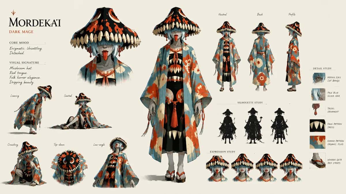 Mordekai — free AI character sheet by Kōda